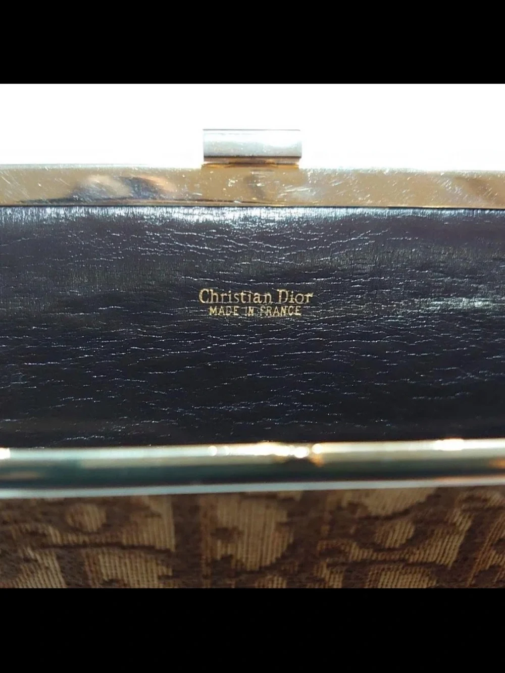 Dior Brown Monogram Clutch with Gold-Tone Accent